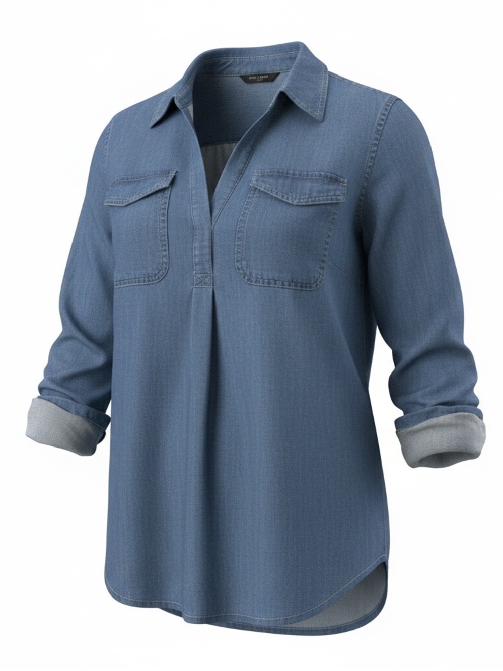 Ann Taylor Blue Chambray Tunic Blouse